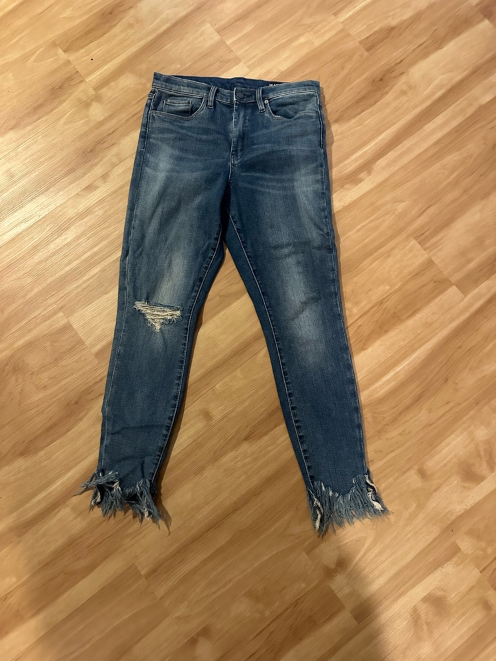 Blank NYC Dark Blue Ankle Frayed Hem Jeans